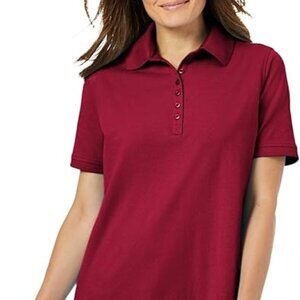Woman Within Wine Red Short Sleeve Polo Tunic
